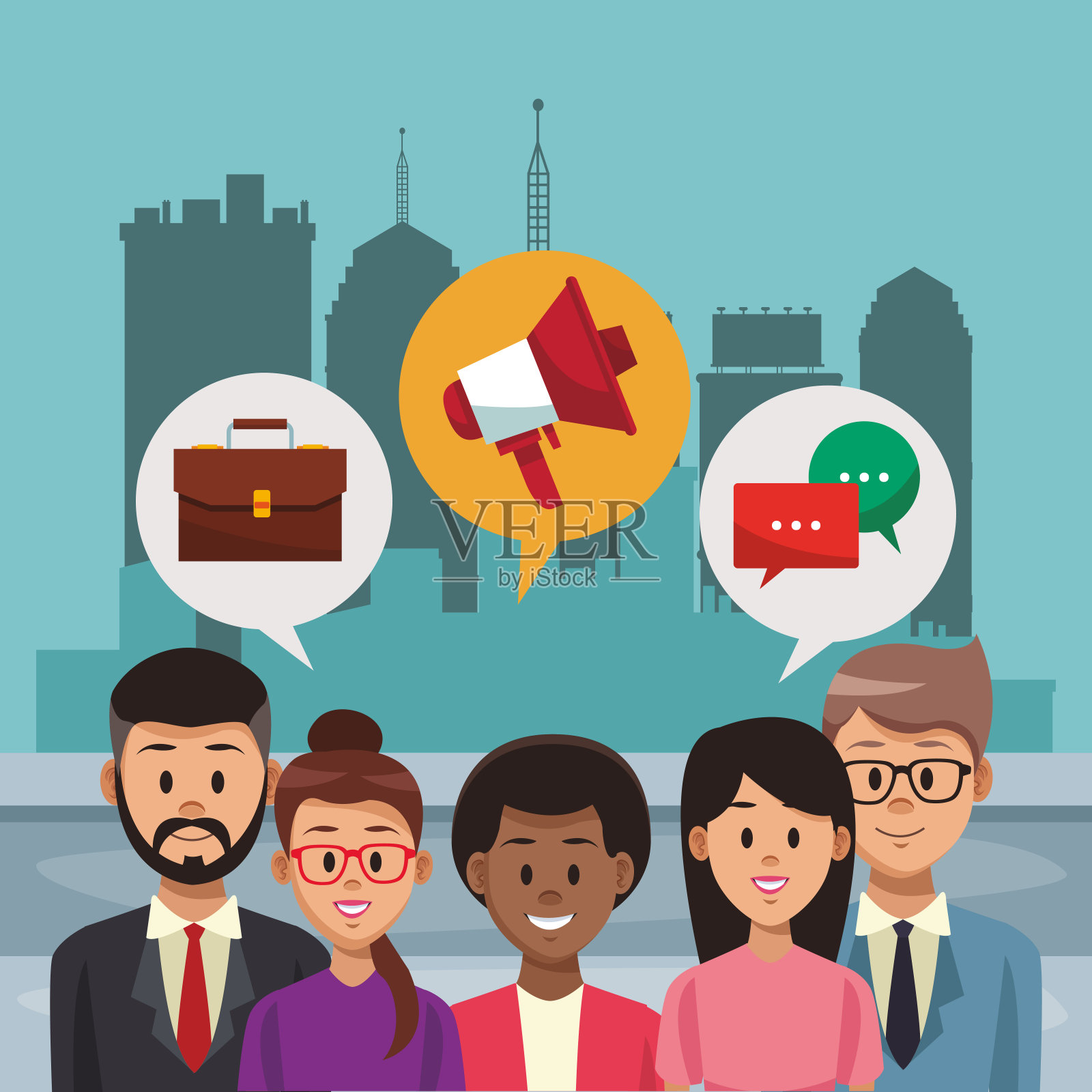 年轻人和社交媒体插画图片素材