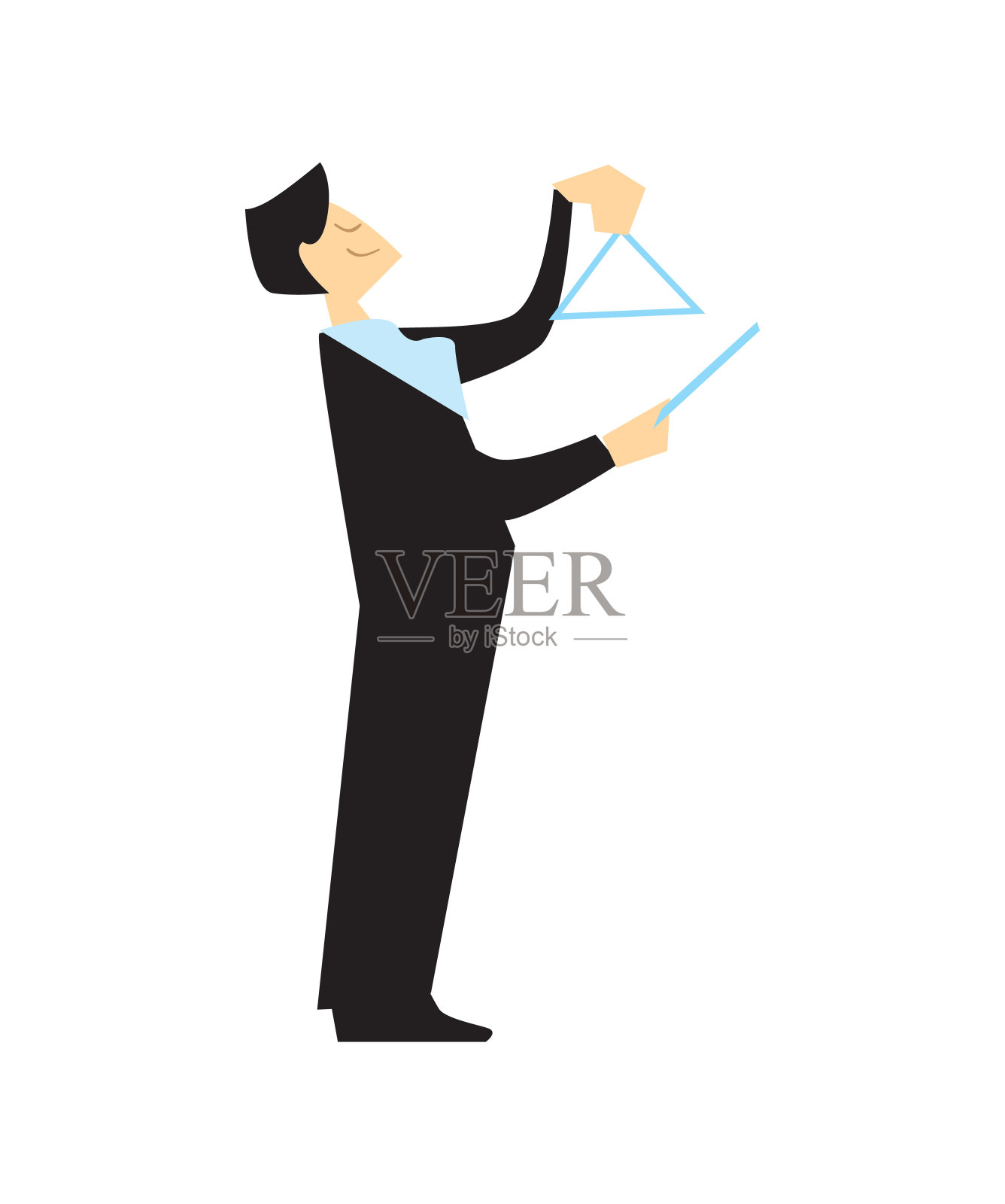 音乐家演奏音乐的三角形孤立向量插画图片素材