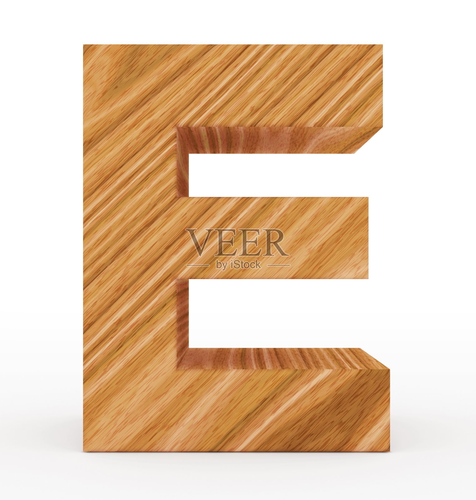字母E 3d木制孤立在白色照片摄影图片