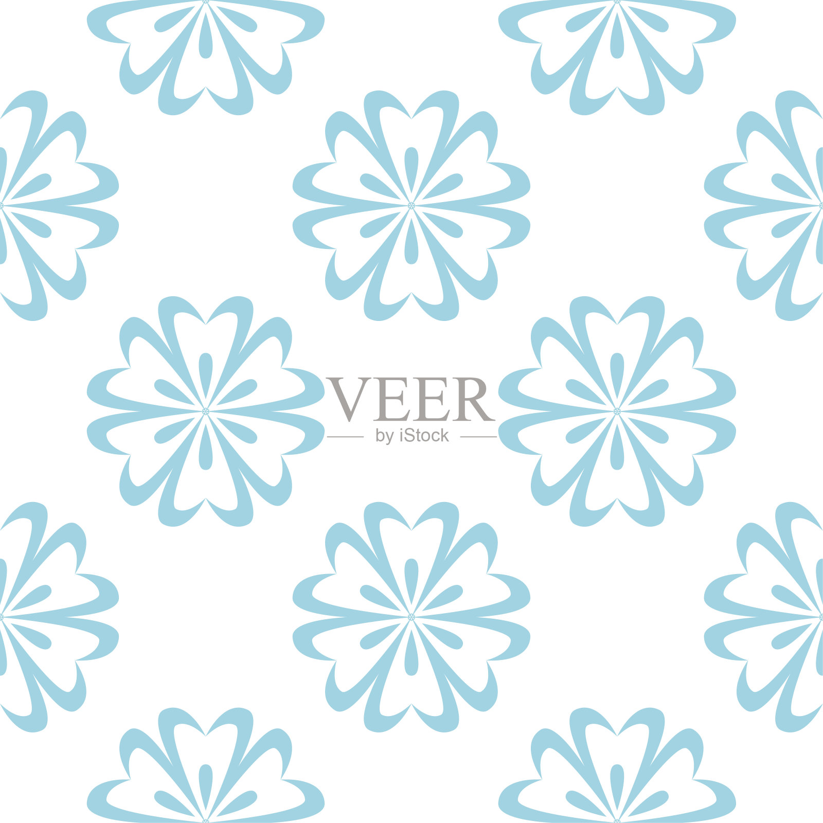 白色背景上的蓝色花无缝图案插画图片素材