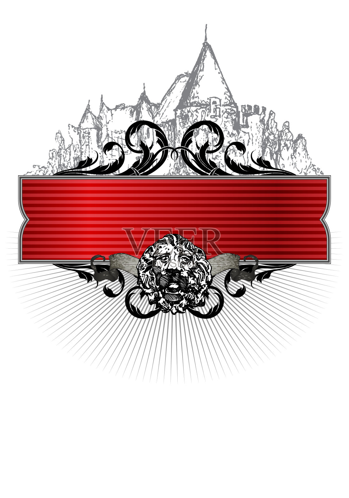 背景在复古风格。一座中世纪的城堡。非常现实的例证。插画图片素材