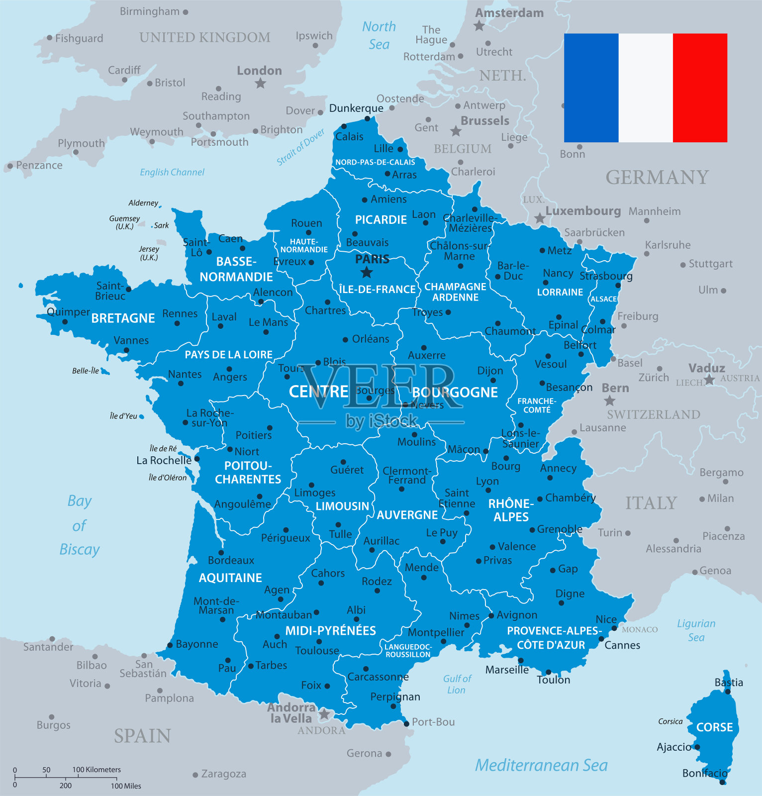 33 -法国-蓝色-灰色插画图片素材