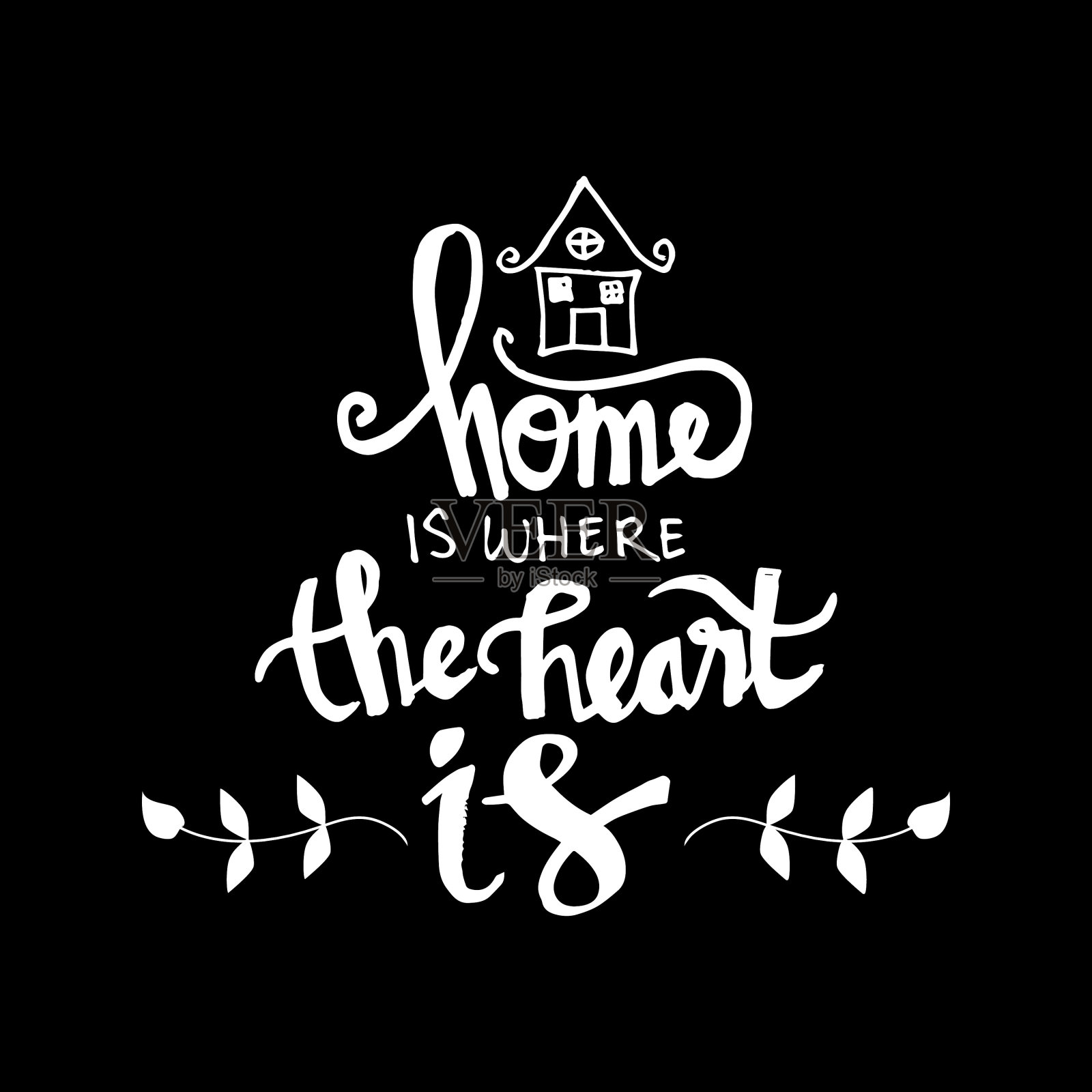 心在哪里，哪里就是家。鼓舞人心的名言。插画图片素材