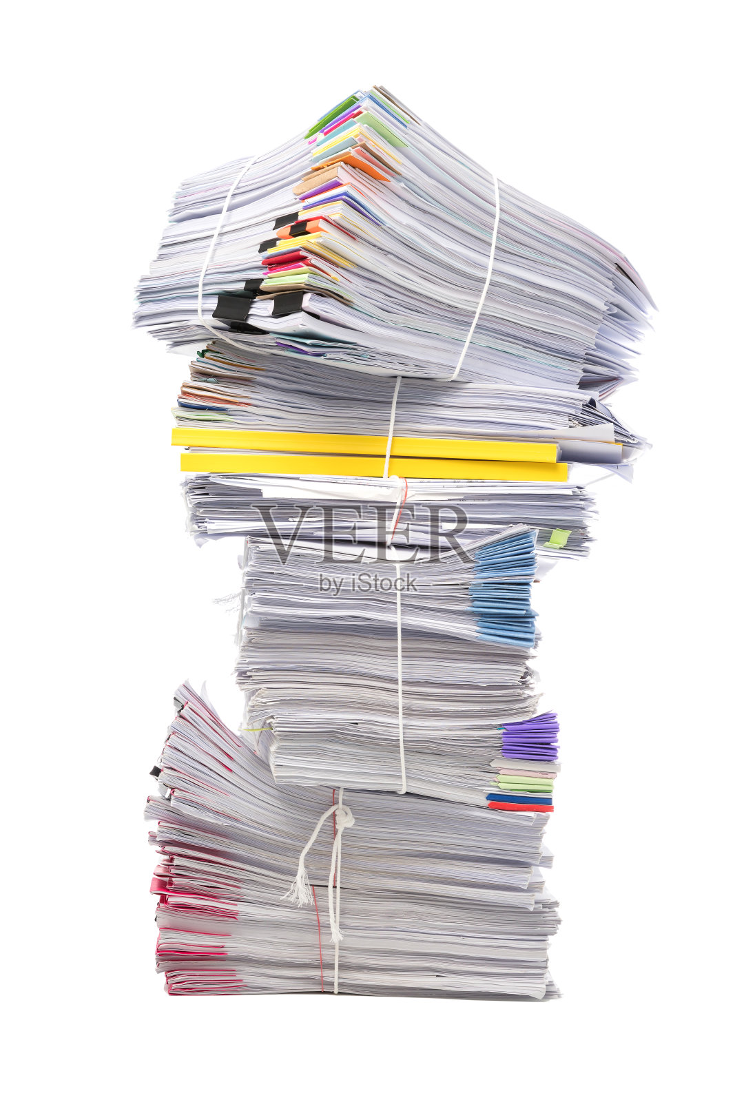 在白色背景上孤立的一堆商业文件照片摄影图片