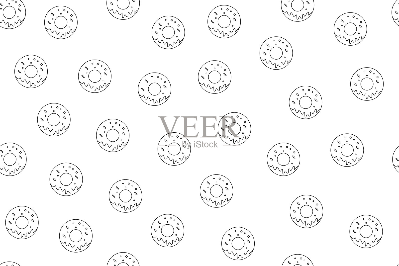 向量甜甜圈的模式。甜甜圈无缝的背景插画图片素材