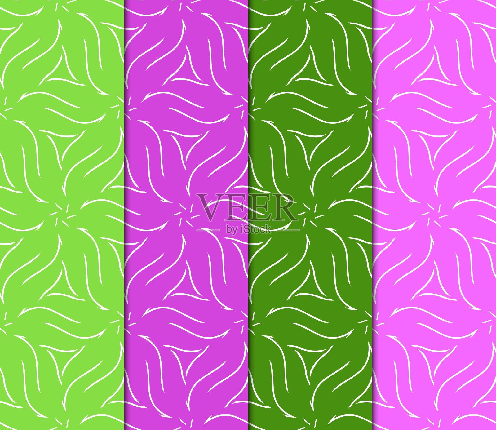 一套艺术装饰几何背景。无缝模式。矢量插图。设计、壁纸插画图片素材