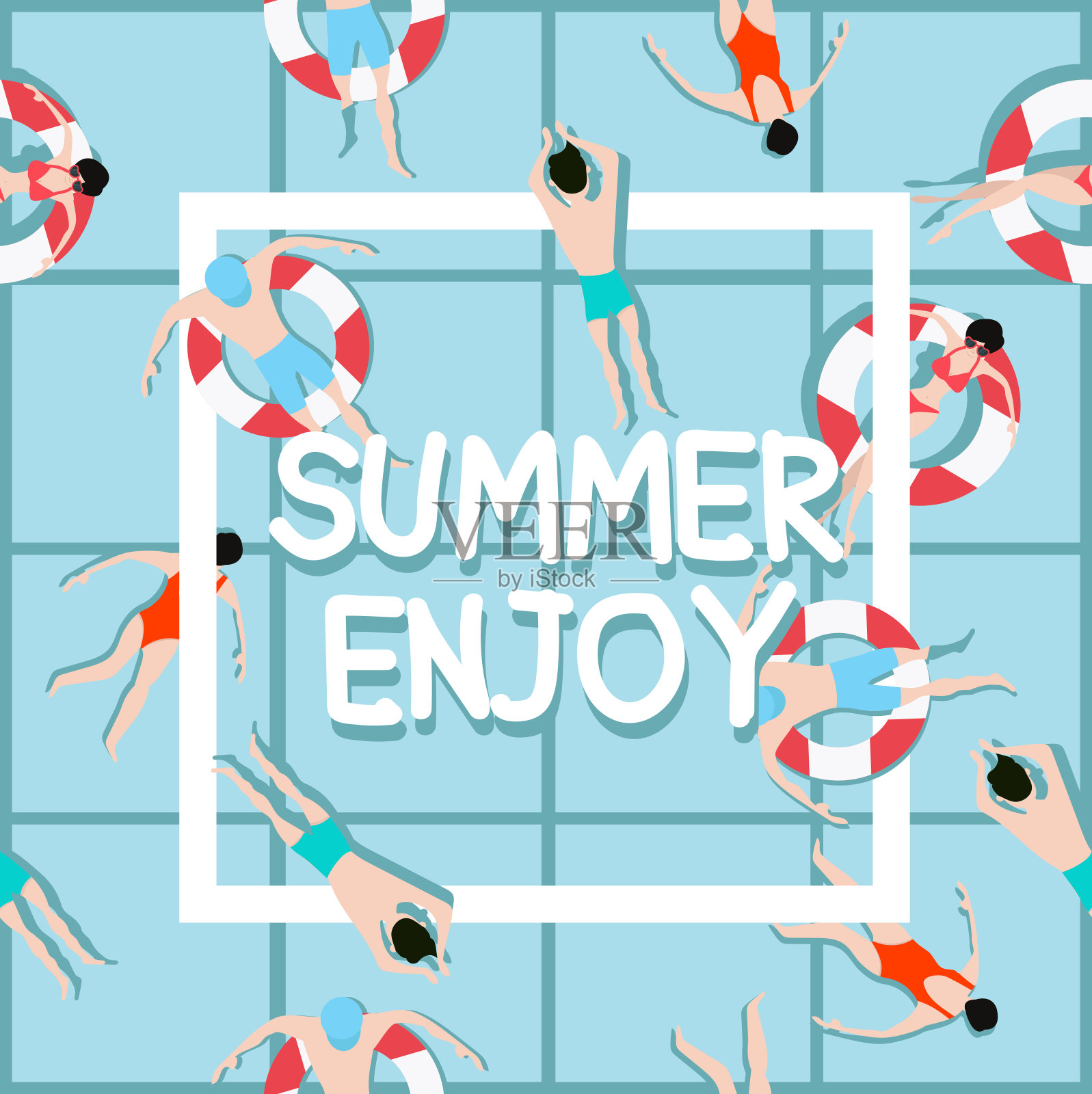 人们喜欢夏天游泳插画图片素材