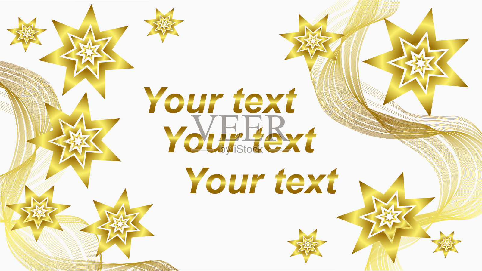 美丽的白色背景与金色的波浪和星星3插画图片素材
