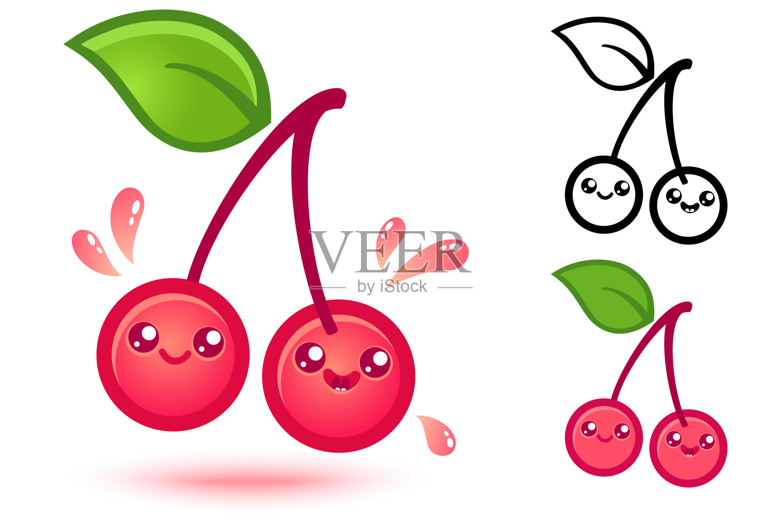 樱桃卡哇伊风格设计元素图片