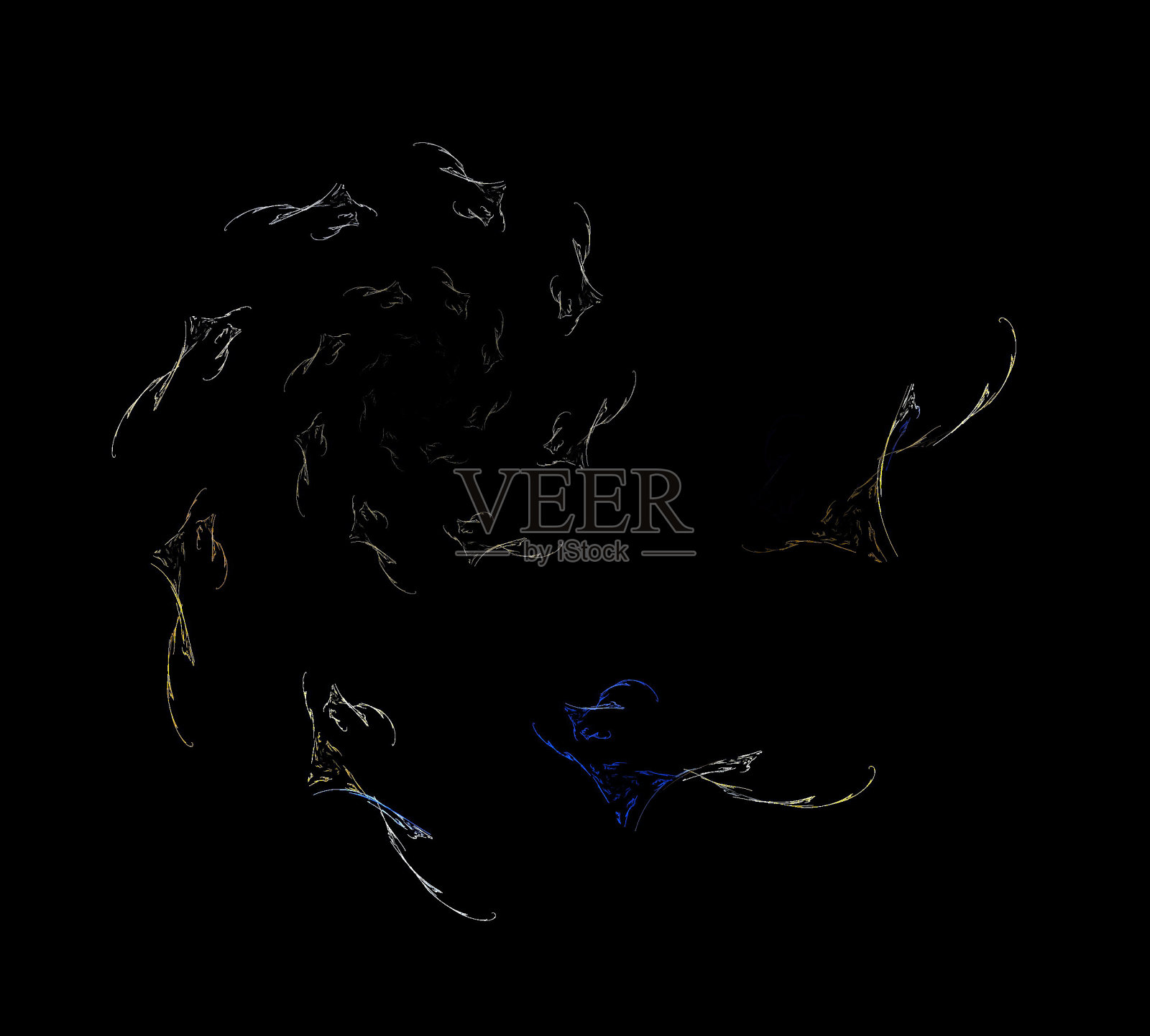 一个数字分形在黑色上的图像照片摄影图片