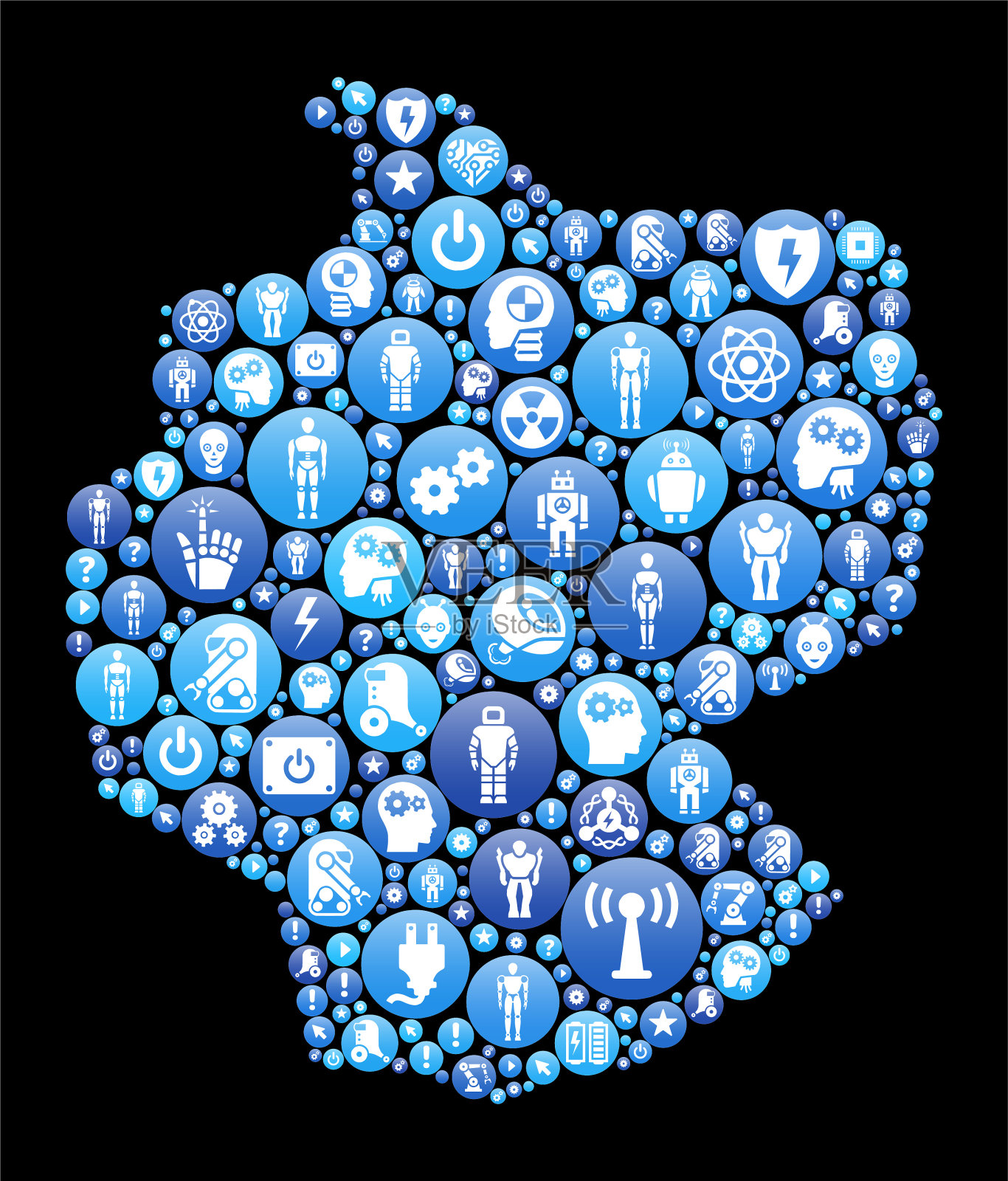 德国机器人和机器人蓝色图标模式插画图片素材