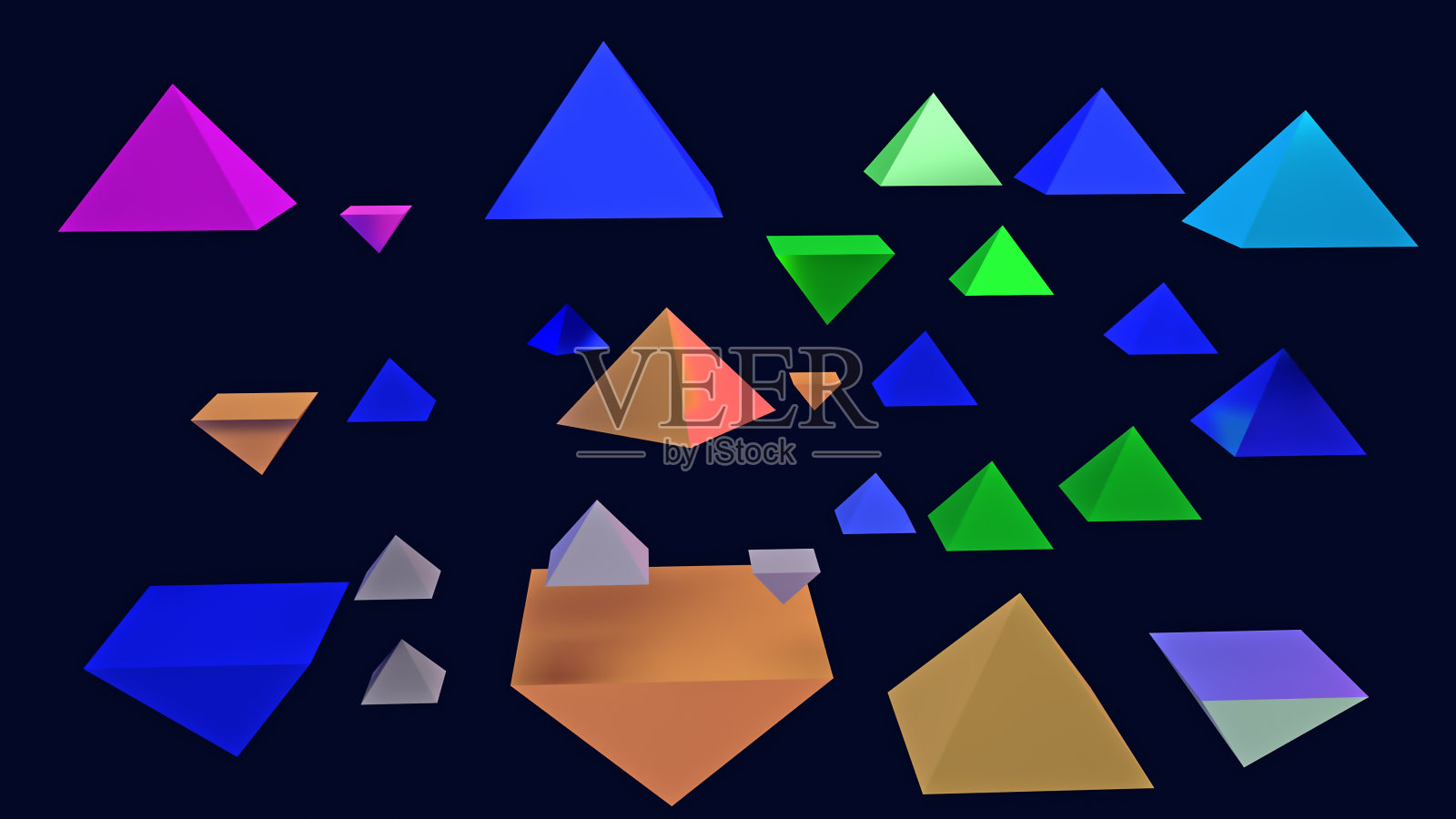 三维插图盘旋光滑的金字塔照片摄影图片