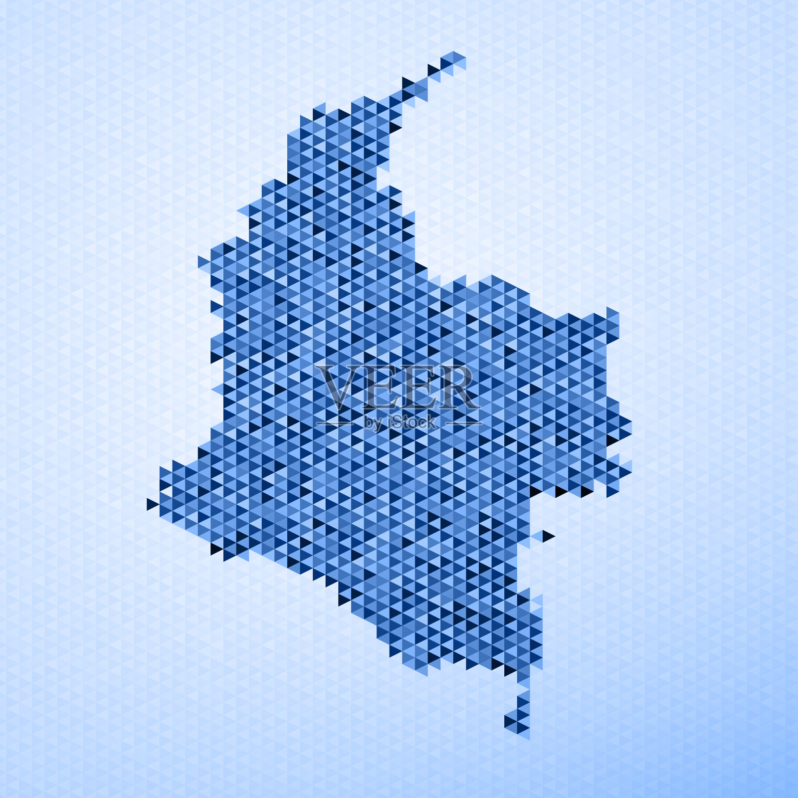 哥伦比亚地图三角形图案蓝色插画图片素材