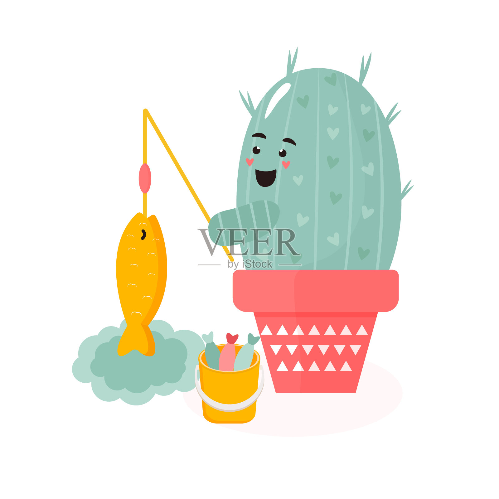 可爱的卡通仙人掌矢量插图插画图片素材