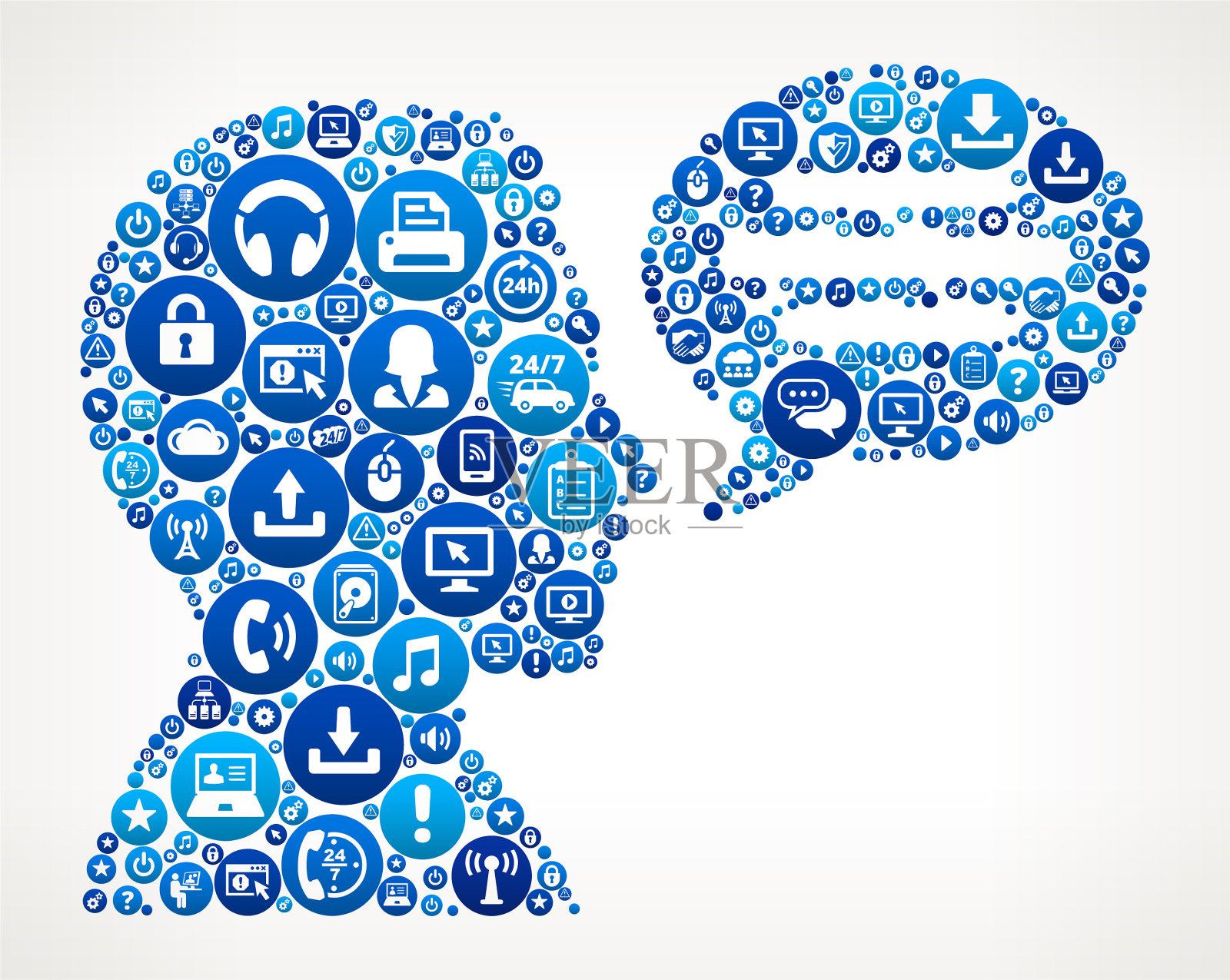 Man & Chatbubble计算机技术支持插画图片素材