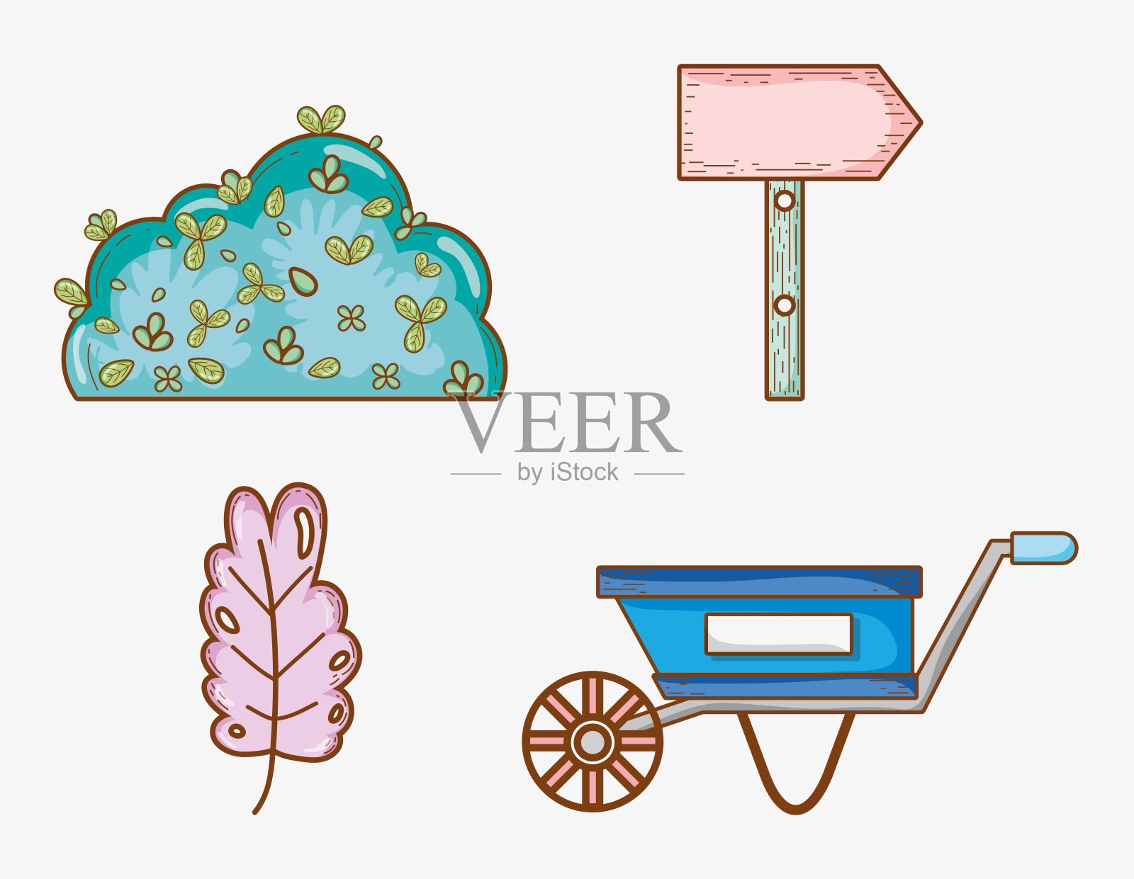 一套园艺漫画插画图片素材