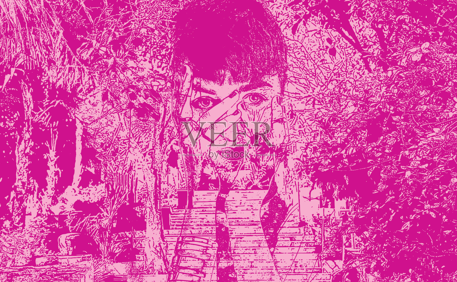 多次暴露女人变成自然插画图片素材