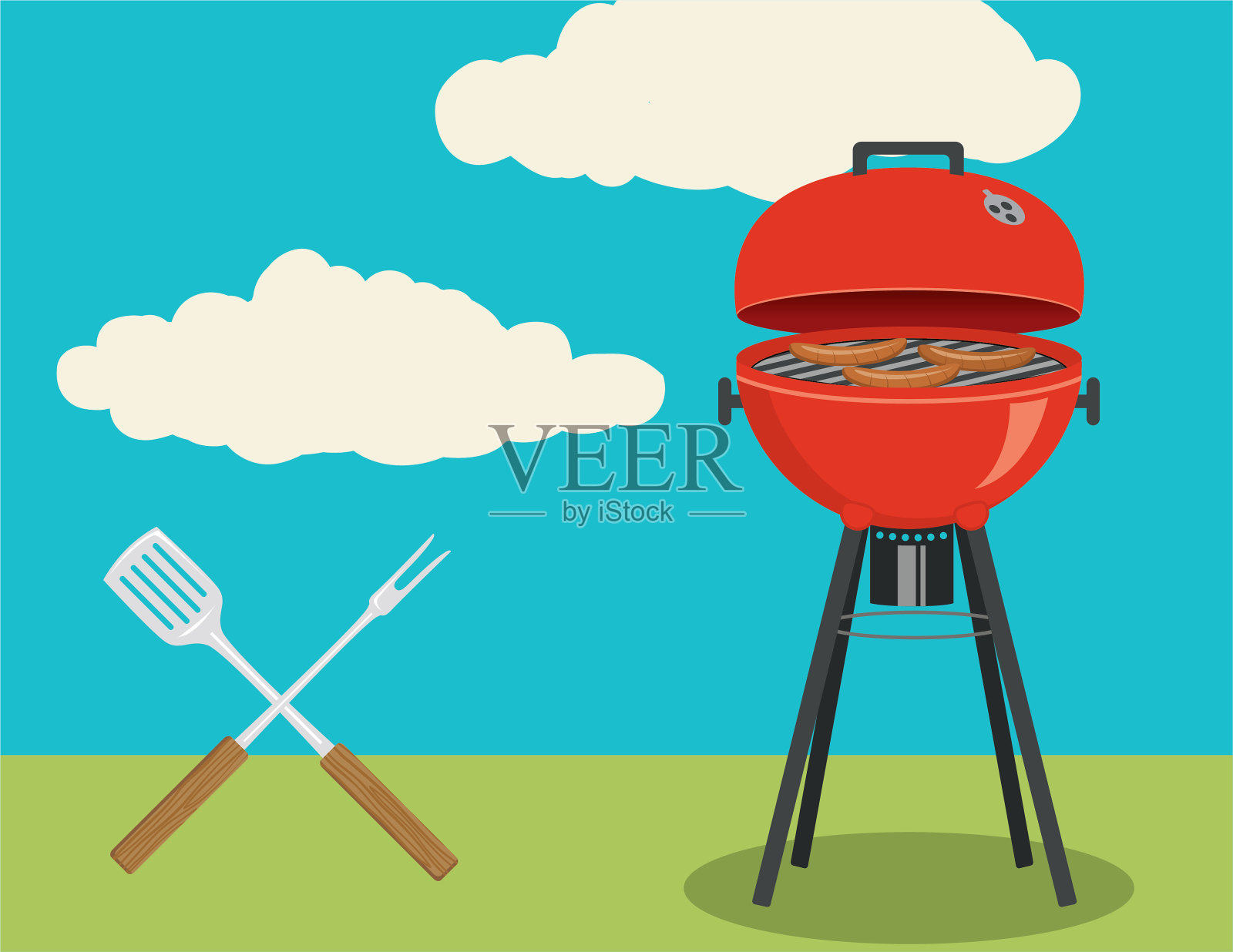 后院烧烤的背景插画图片素材