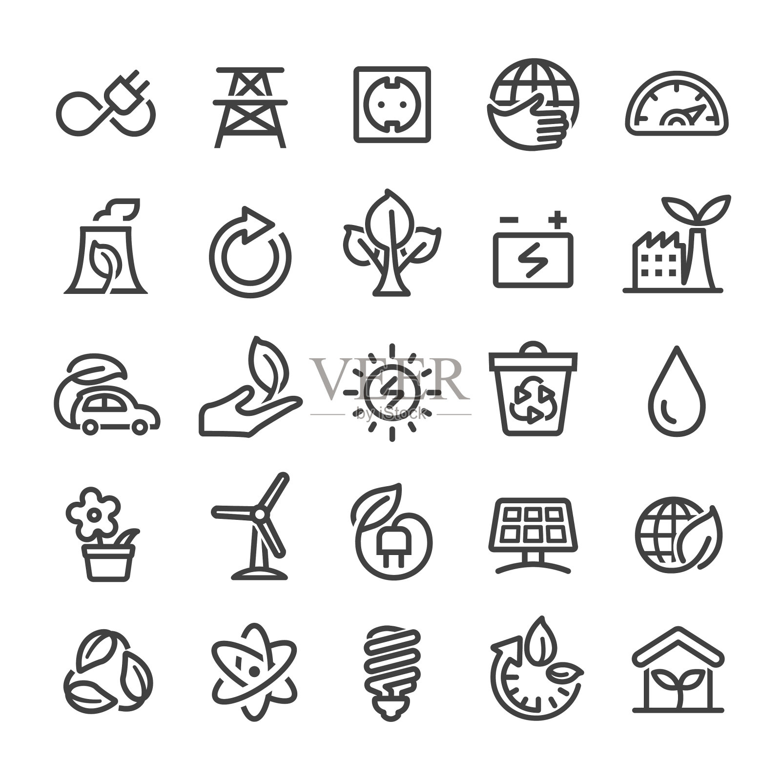 绿色图标-智能线路系列图标素材