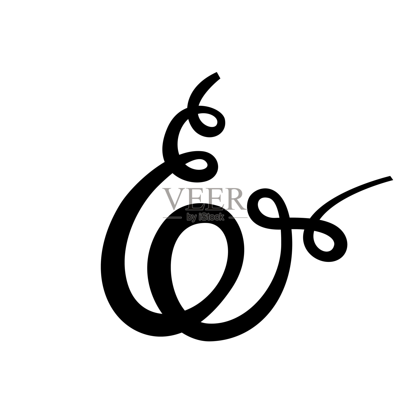 在白色背景上带有旋涡的&符号。手写书法。孤立。矢量插图。非常适合婚礼请柬，贺卡，海报，海报设计元素图片