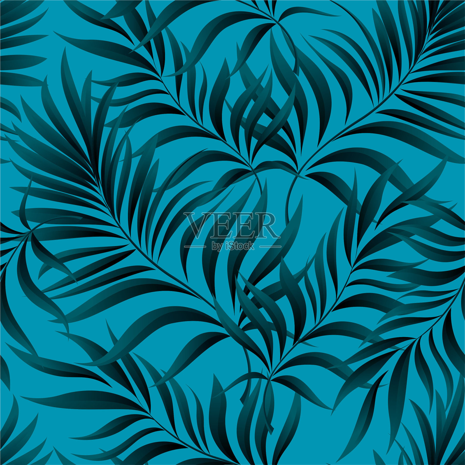 热带棕榈叶，丛林。矢量花图案背景。插画图片素材