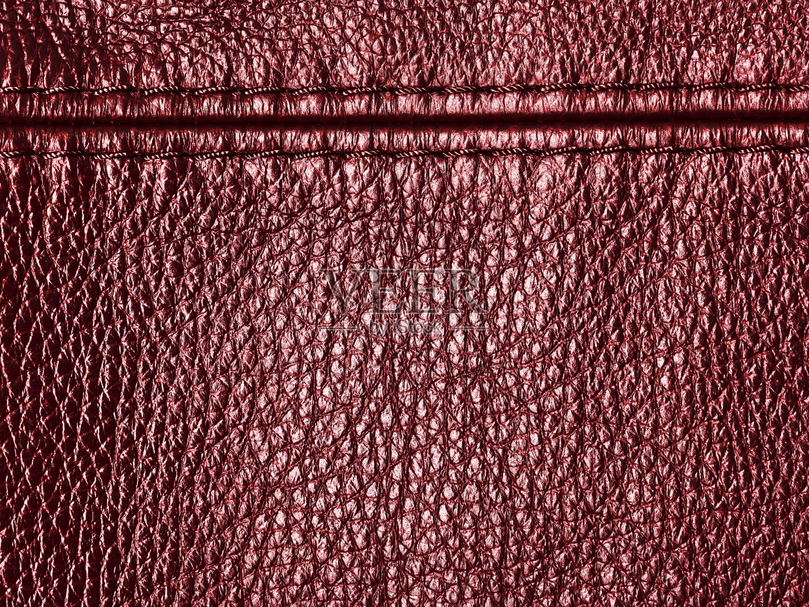 天然红色皮革纹理背景与接缝照片摄影图片