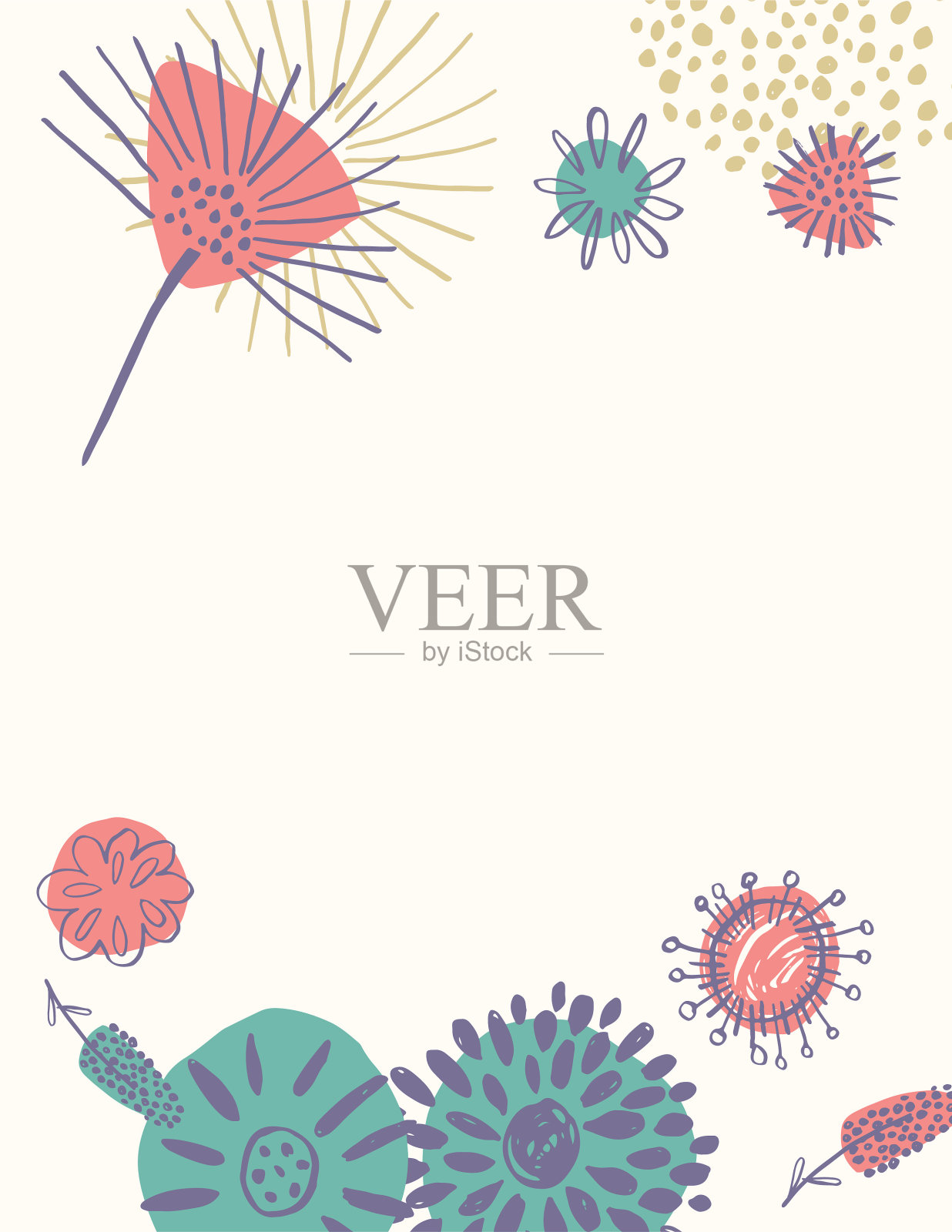 复古的世纪中期现代风格花卉背景插画图片素材