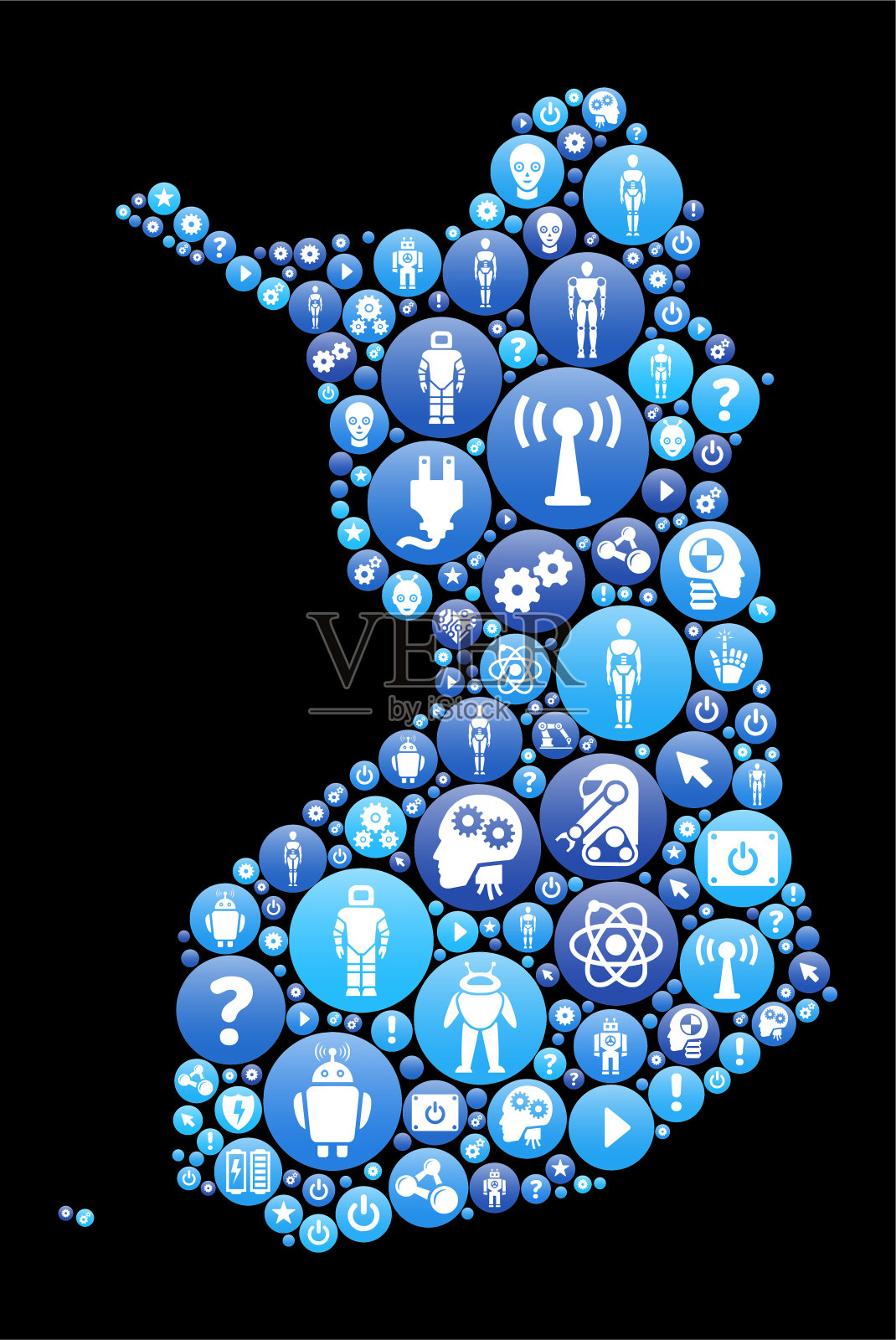 芬兰机器人和机器人蓝色图标模式插画图片素材