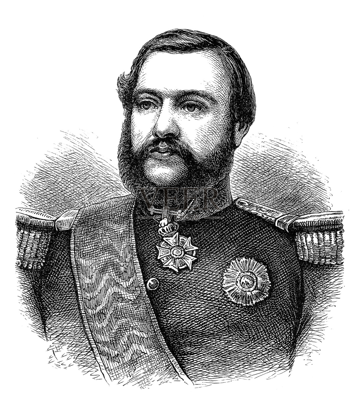 弗朗西斯科·索拉诺·洛佩斯（1827年7月24日 – 1870年3月1日）是1862年至1870年去世时的巴拉圭总统插画图片素材