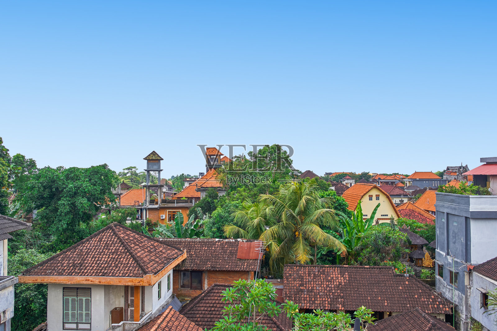 乌布市鸟瞰图，巴厘岛，印度尼西亚照片摄影图片