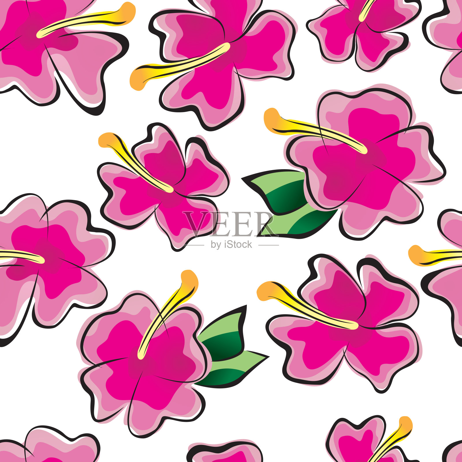 热带模式孤立在白色背景-矢量图插画图片素材