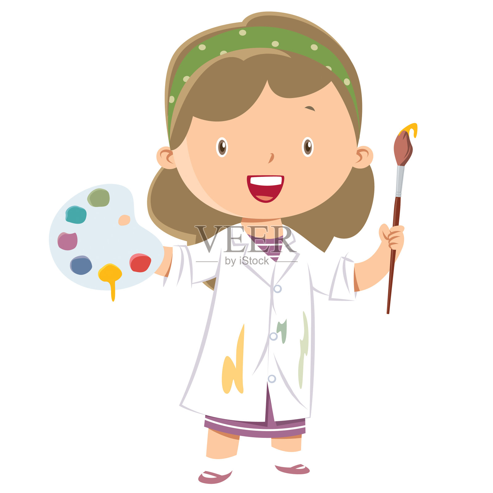 女孩艺术画家插画图片素材