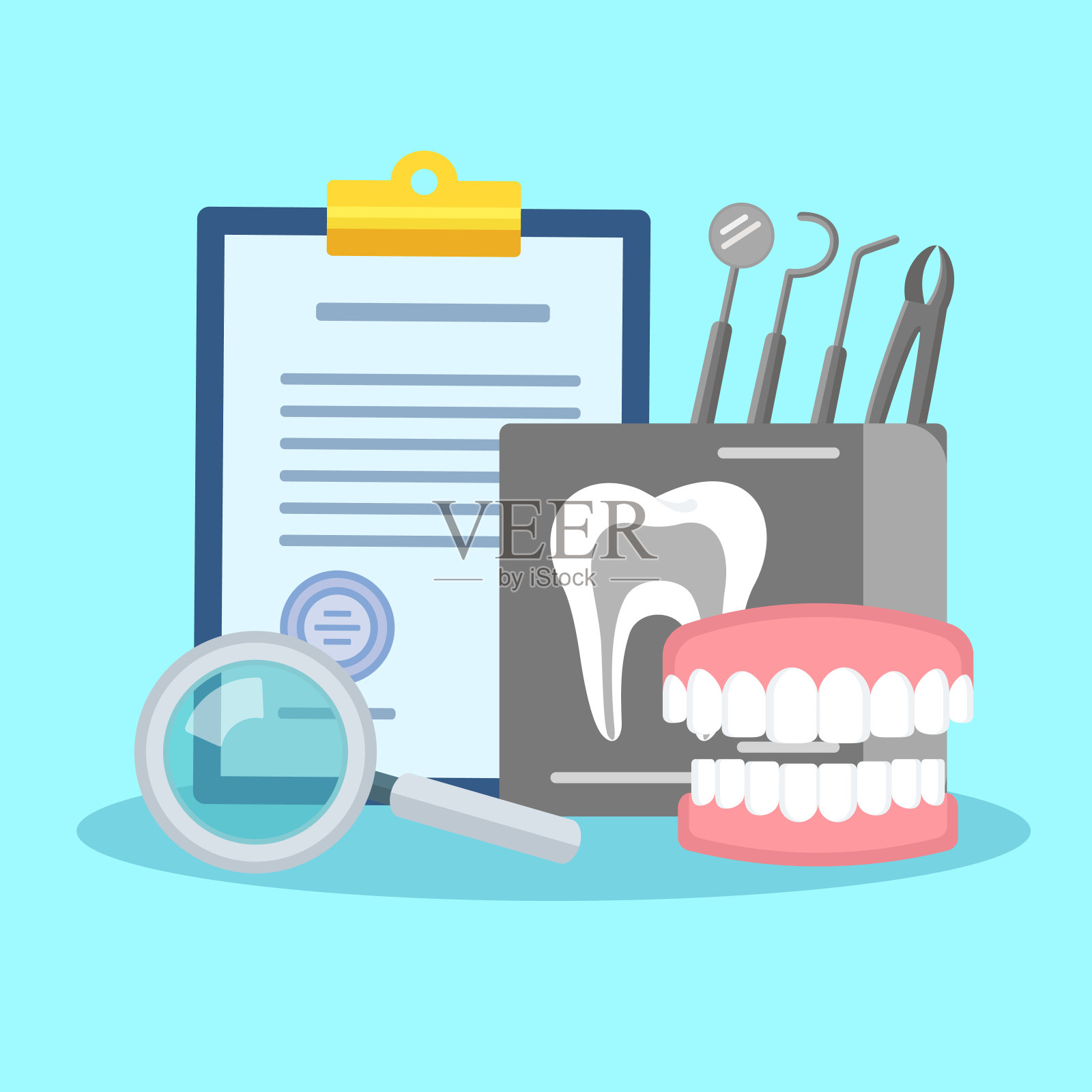牙科治疗的海报插画图片素材
