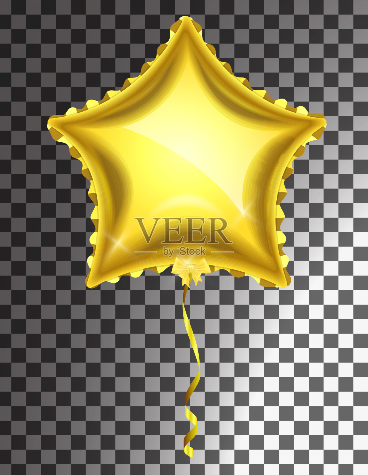 星星金色气球在透明的背景。派对氦气球活动设计装饰插画图片素材