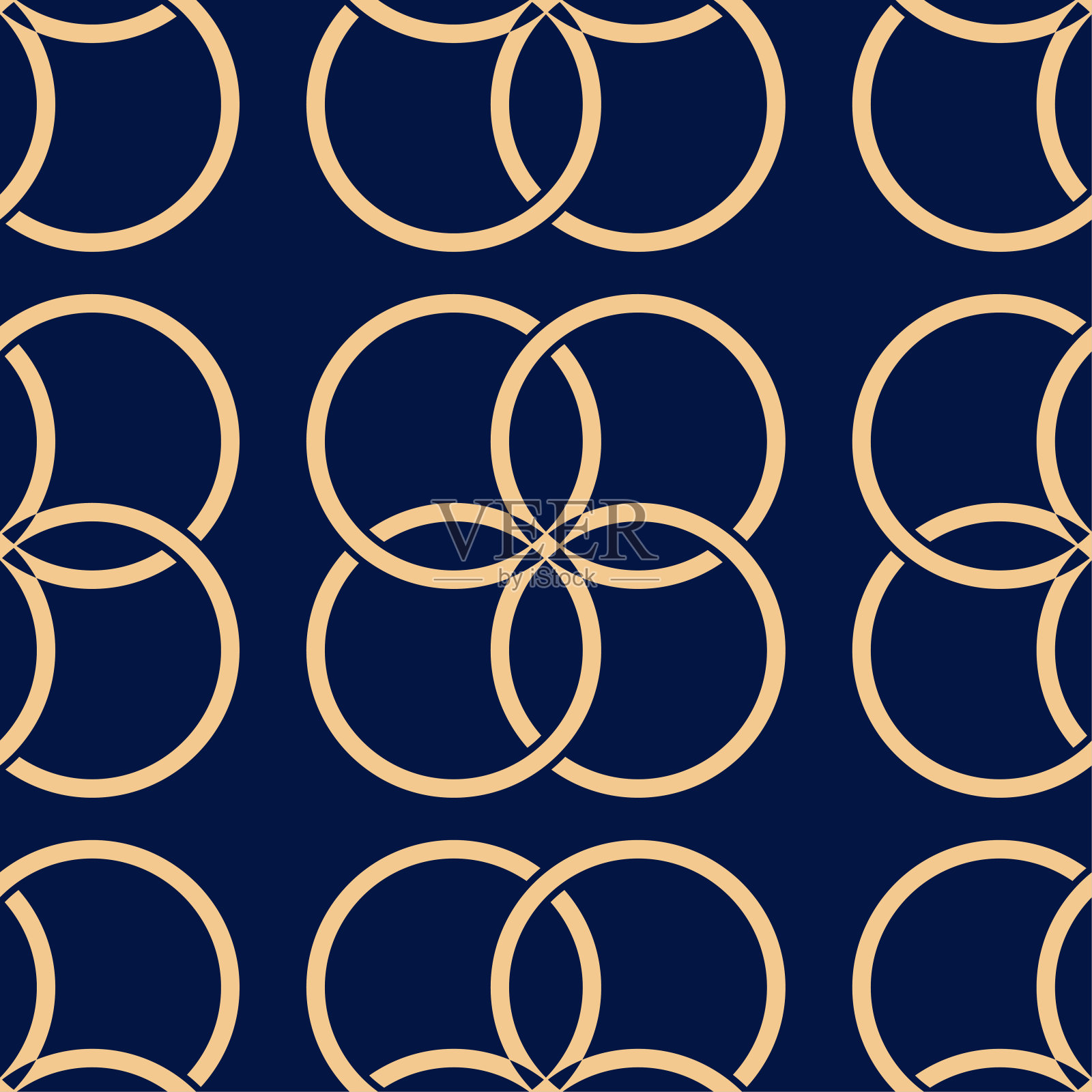 蓝色背景上的金色几何装饰。无缝模式插画图片素材