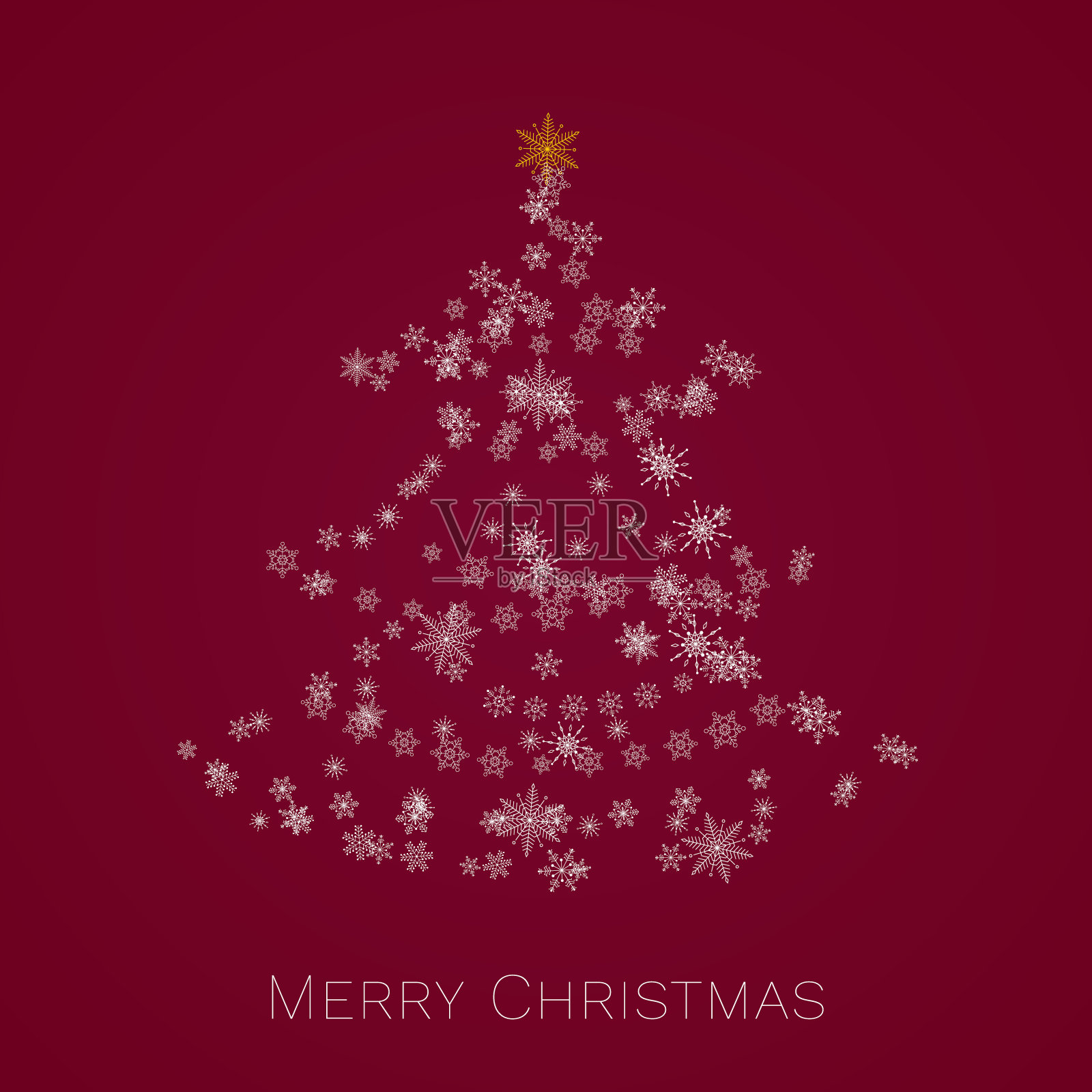 雪花圣诞树圣诞贺卡插画图片素材