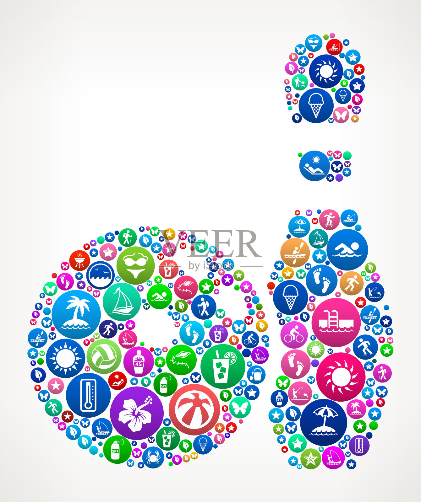 保龄球和球瓶夏季彩色矢量图标图案插画图片素材