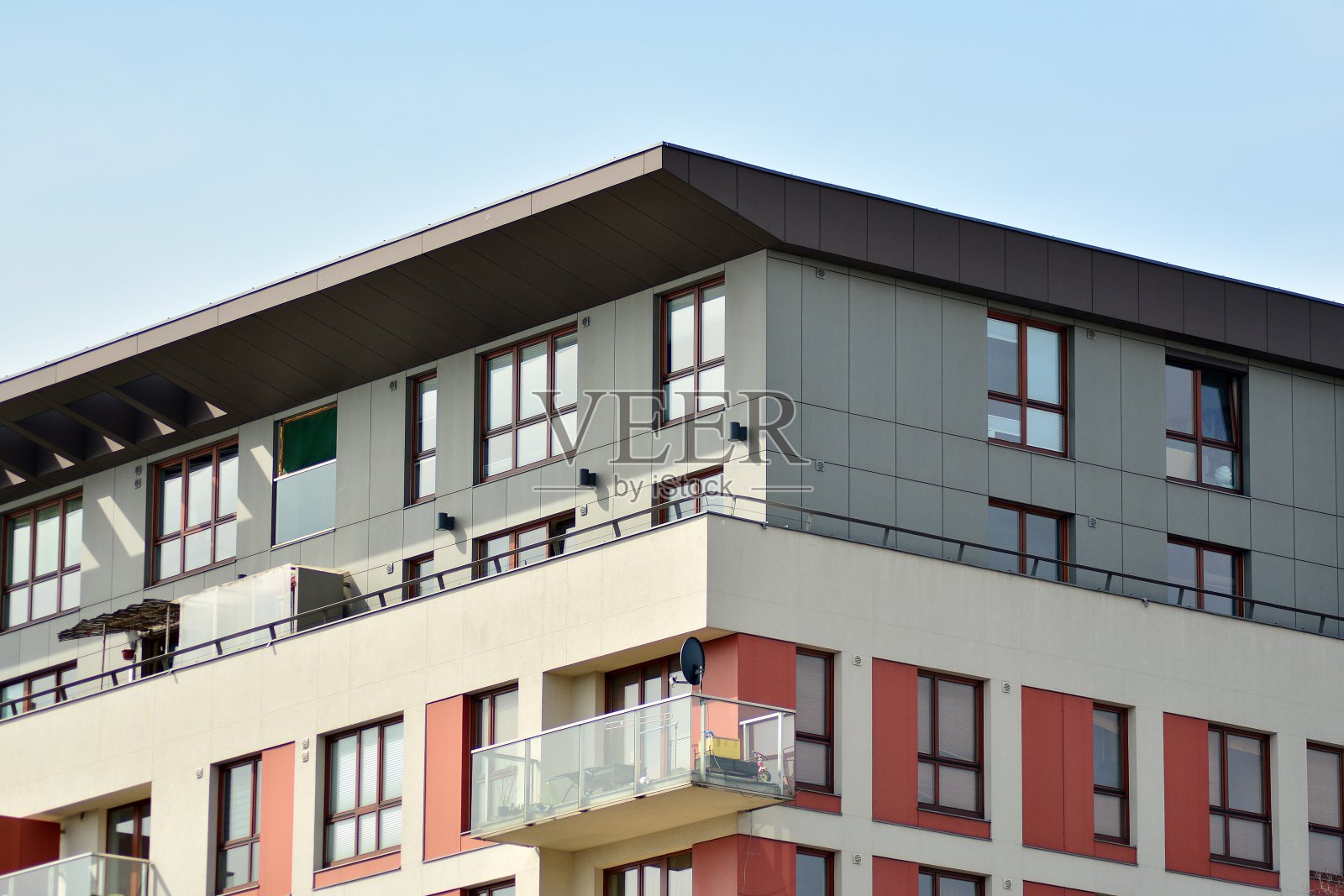 一个新的现代化公寓大楼的细节照片摄影图片