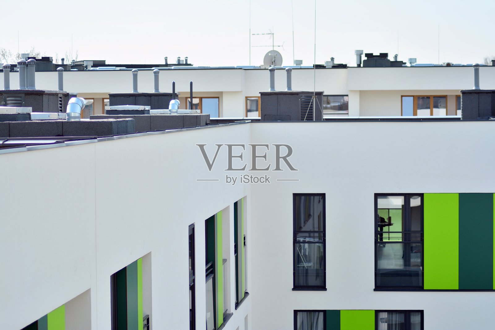 一个新的现代化公寓大楼的细节照片摄影图片