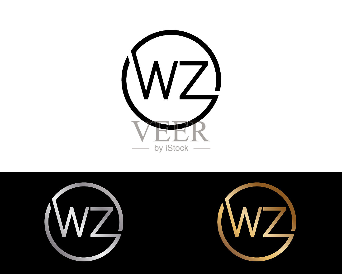 WZ圆形字母设计插画图片素材