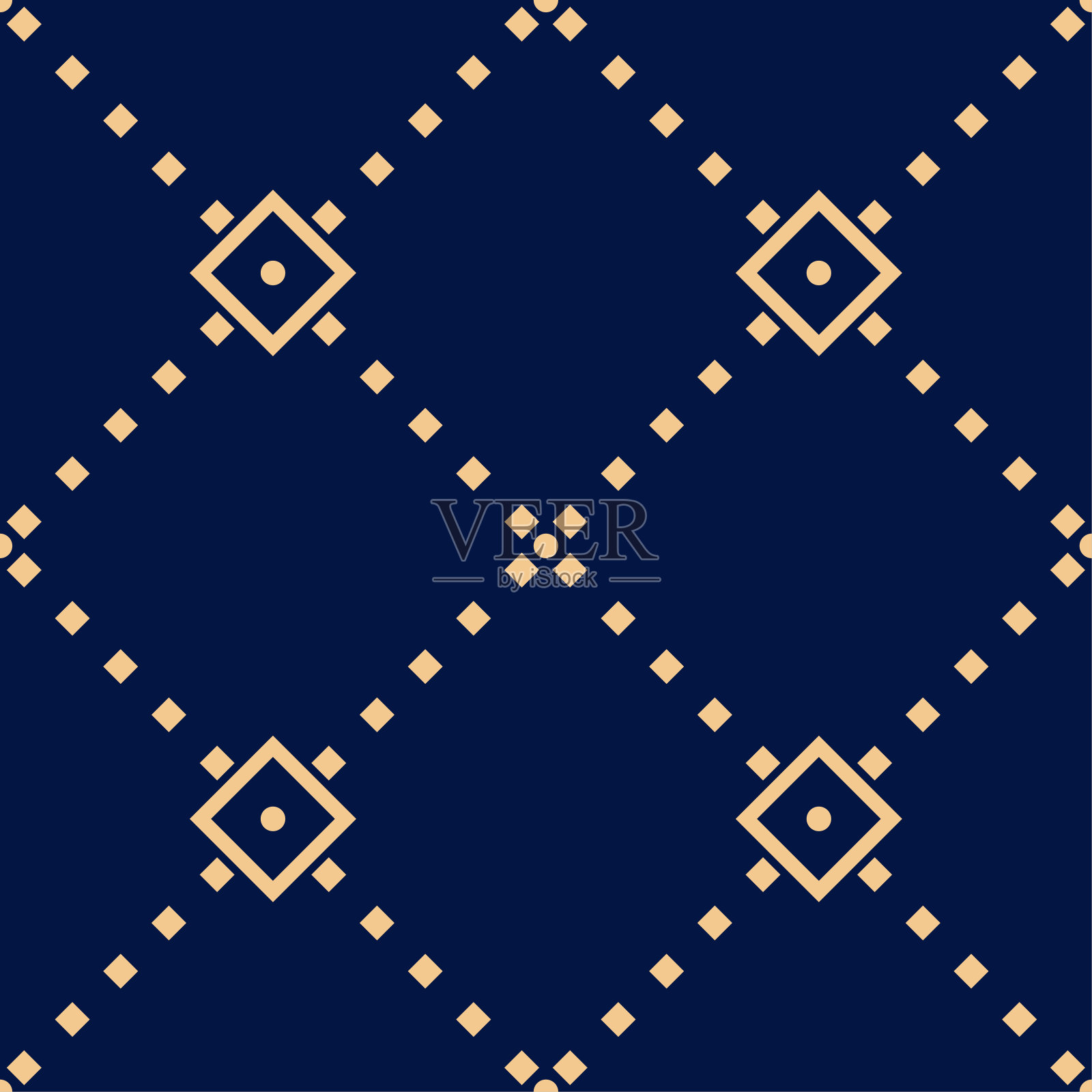 金蓝色几何无缝图案插画图片素材