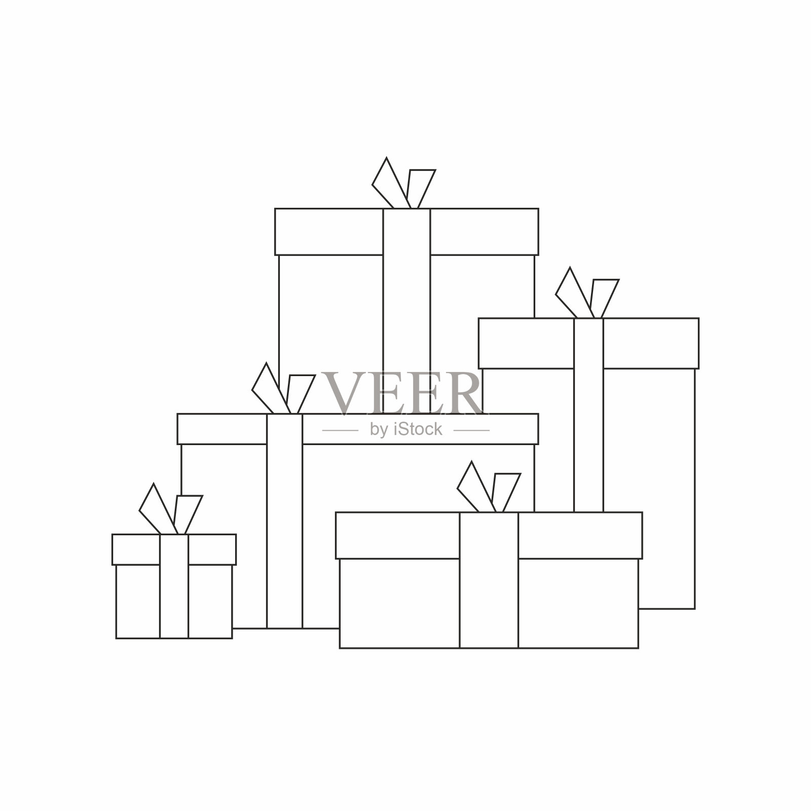 礼物盒。礼物，惊喜，细线风格插画图片素材