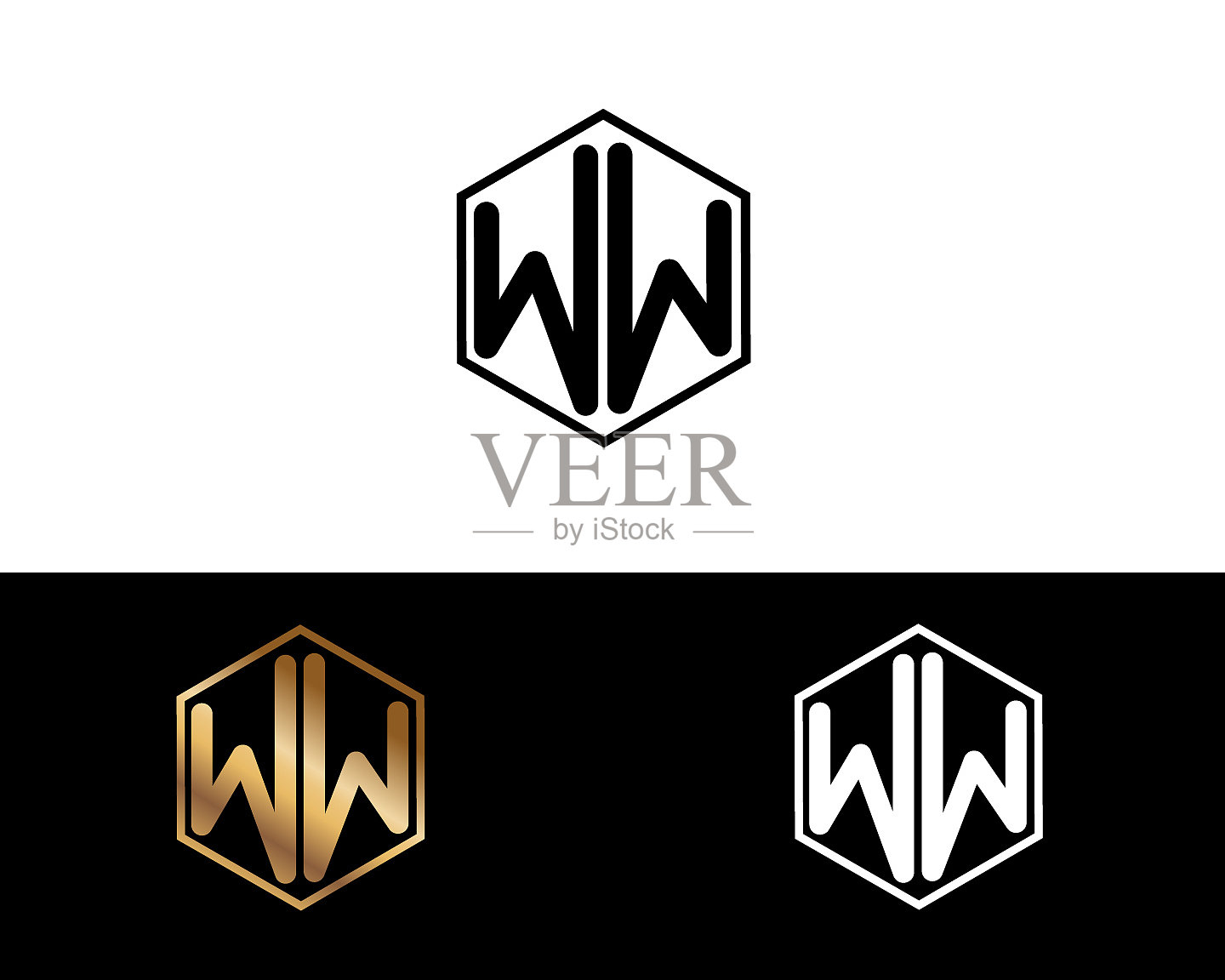 WW六角形字母设计设计元素图片