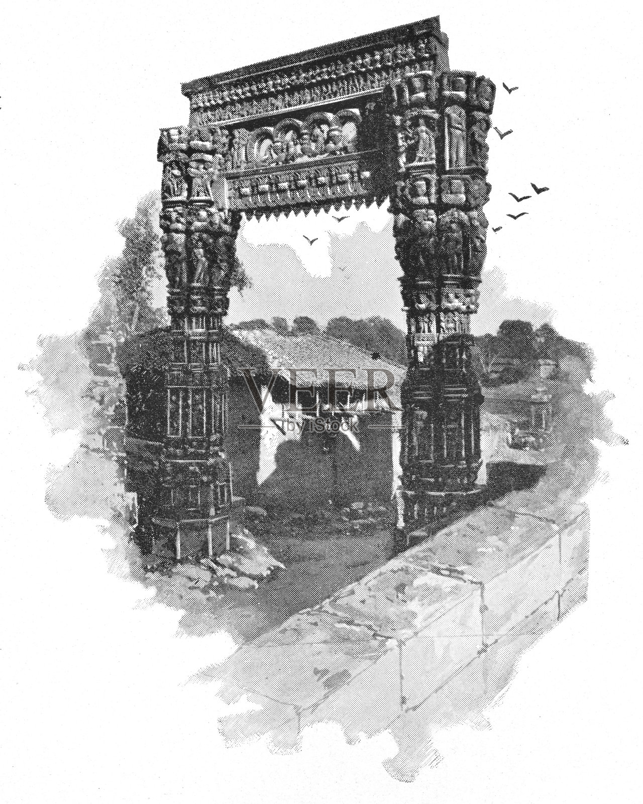 印度德里的旧门户-英国时代插画图片素材