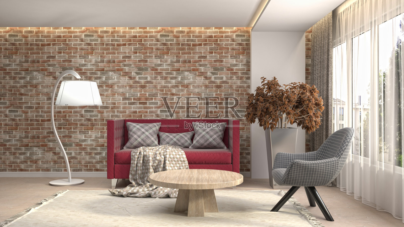 室内客厅。三维演示照片摄影图片