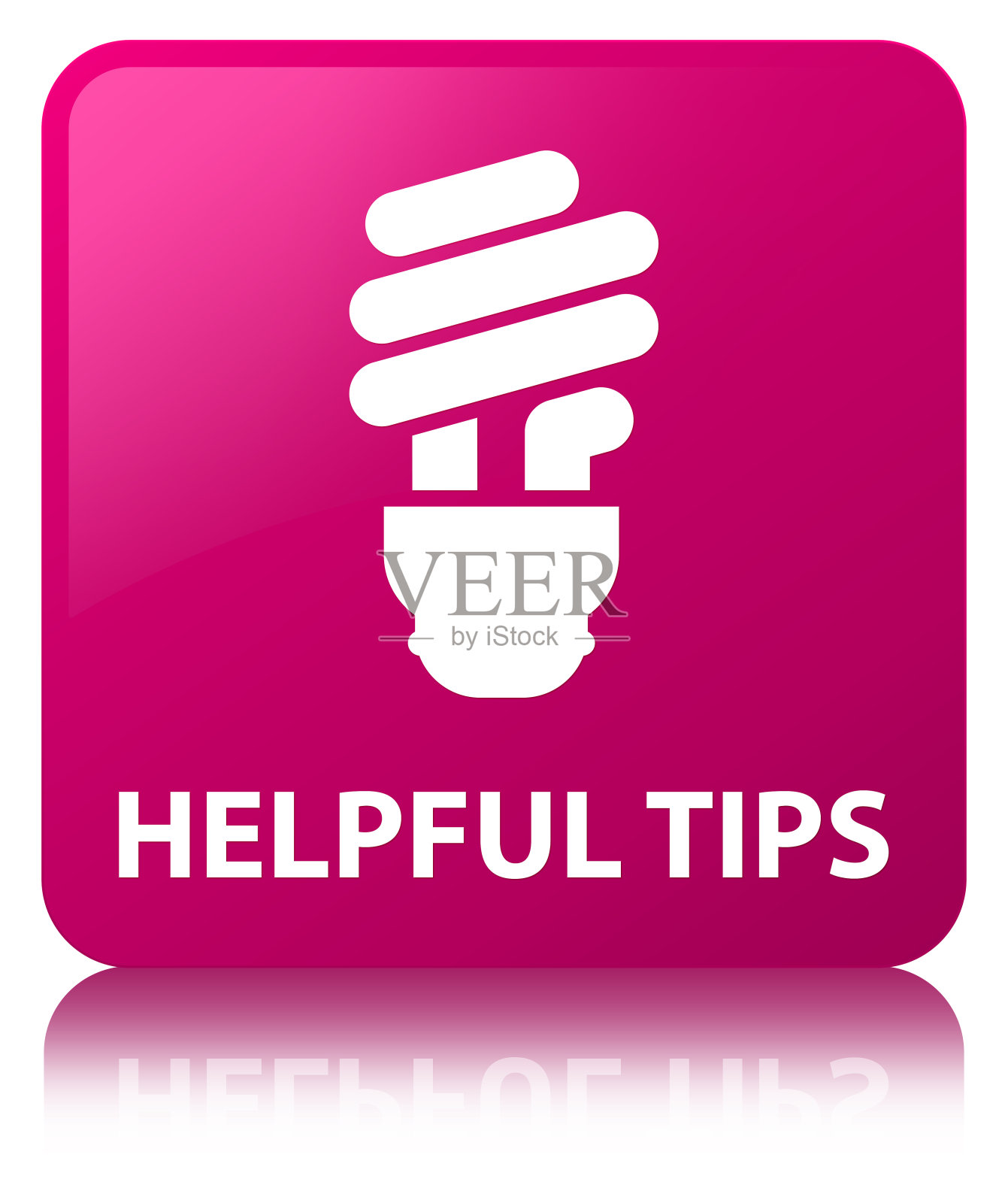 实用提示(灯泡图标)粉色方形按钮插画图片素材