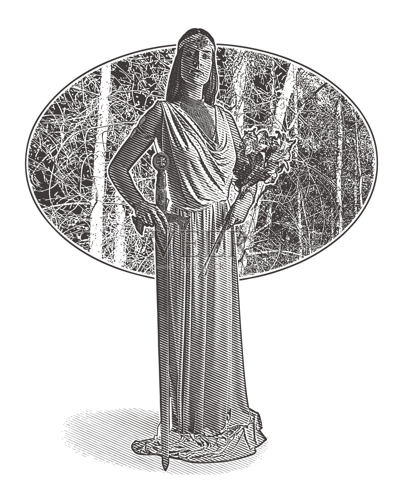 坚强自信保护自然的女人插画图片素材