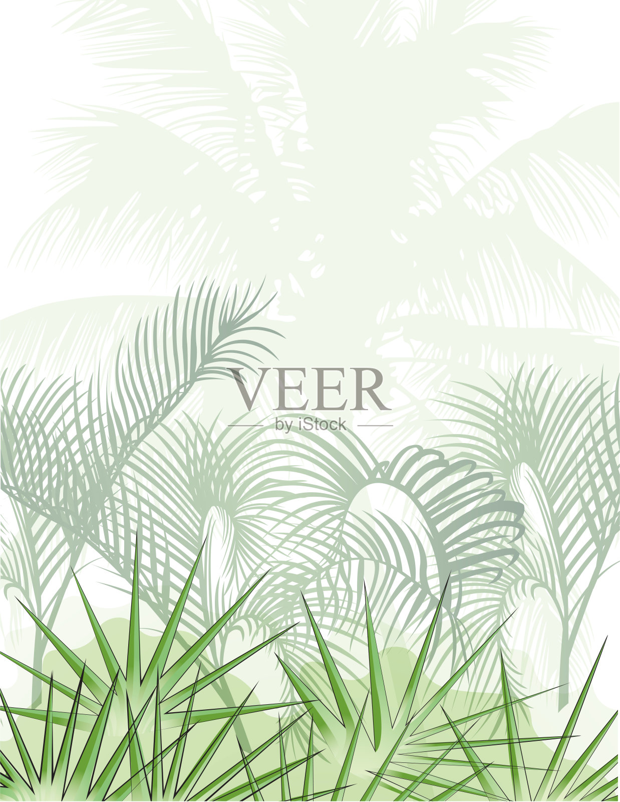 热带设计模板与文本复制空间-自然花/叶无缝模式的背景插画图片素材