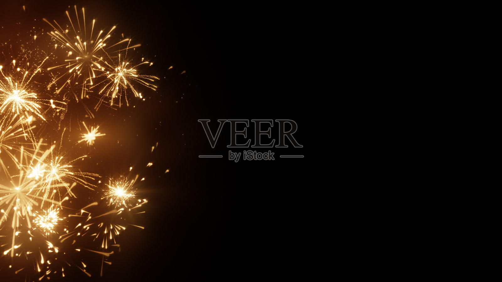 黄色的烟花在边缘爆炸照片摄影图片