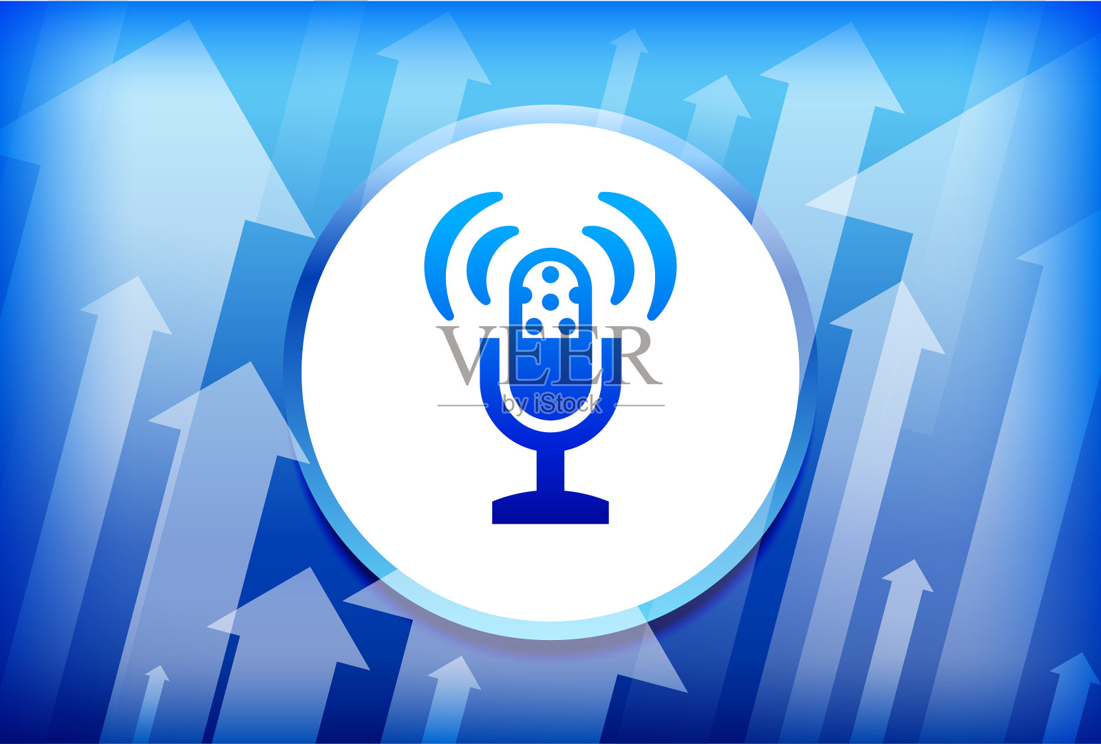 广播麦克风蓝色箭头背景插画图片素材